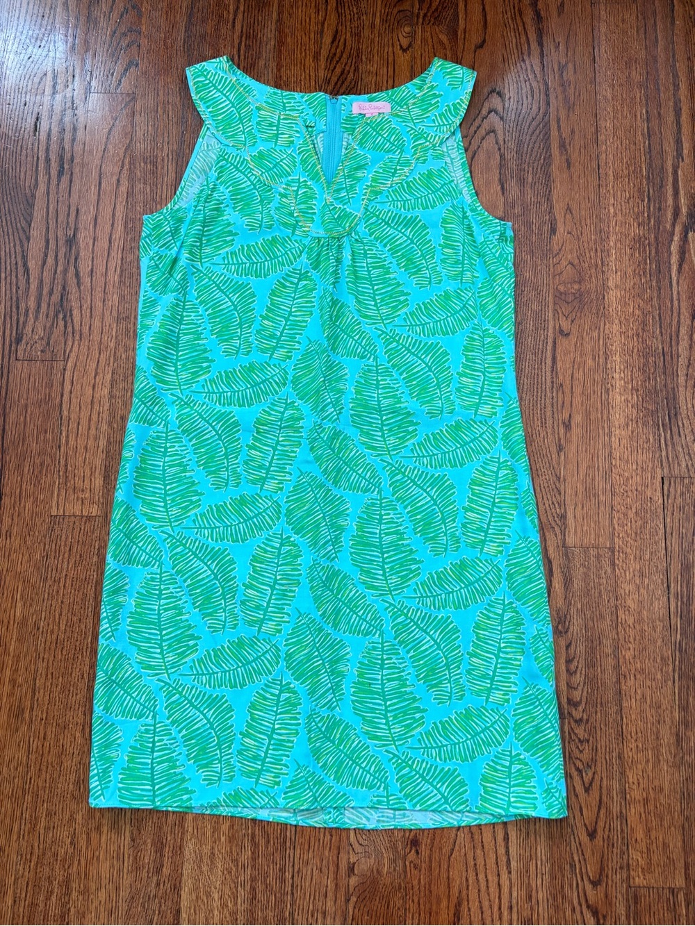 Lilly Pulitzer Sleeveless V Neck Shift Dress Shorely Blue Tree Hugger Size 6
